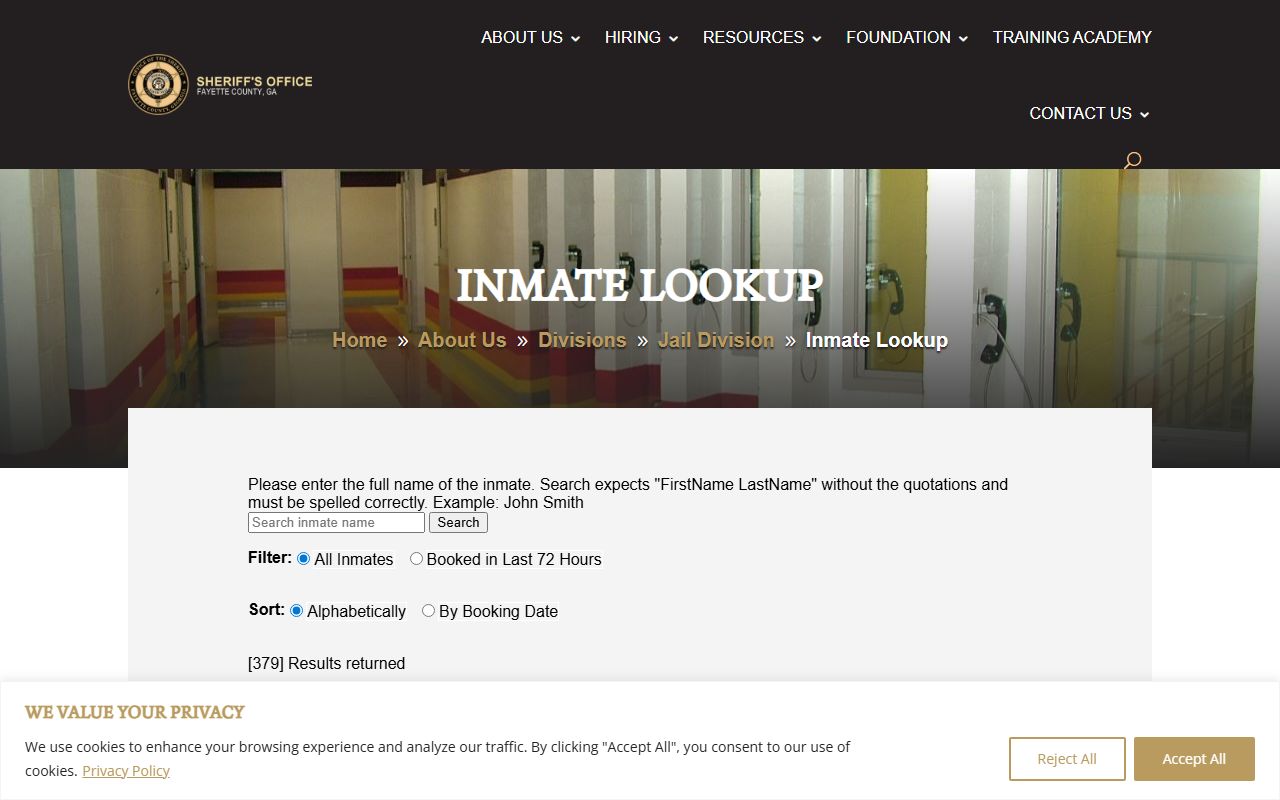 Fayette County inmate lookup system