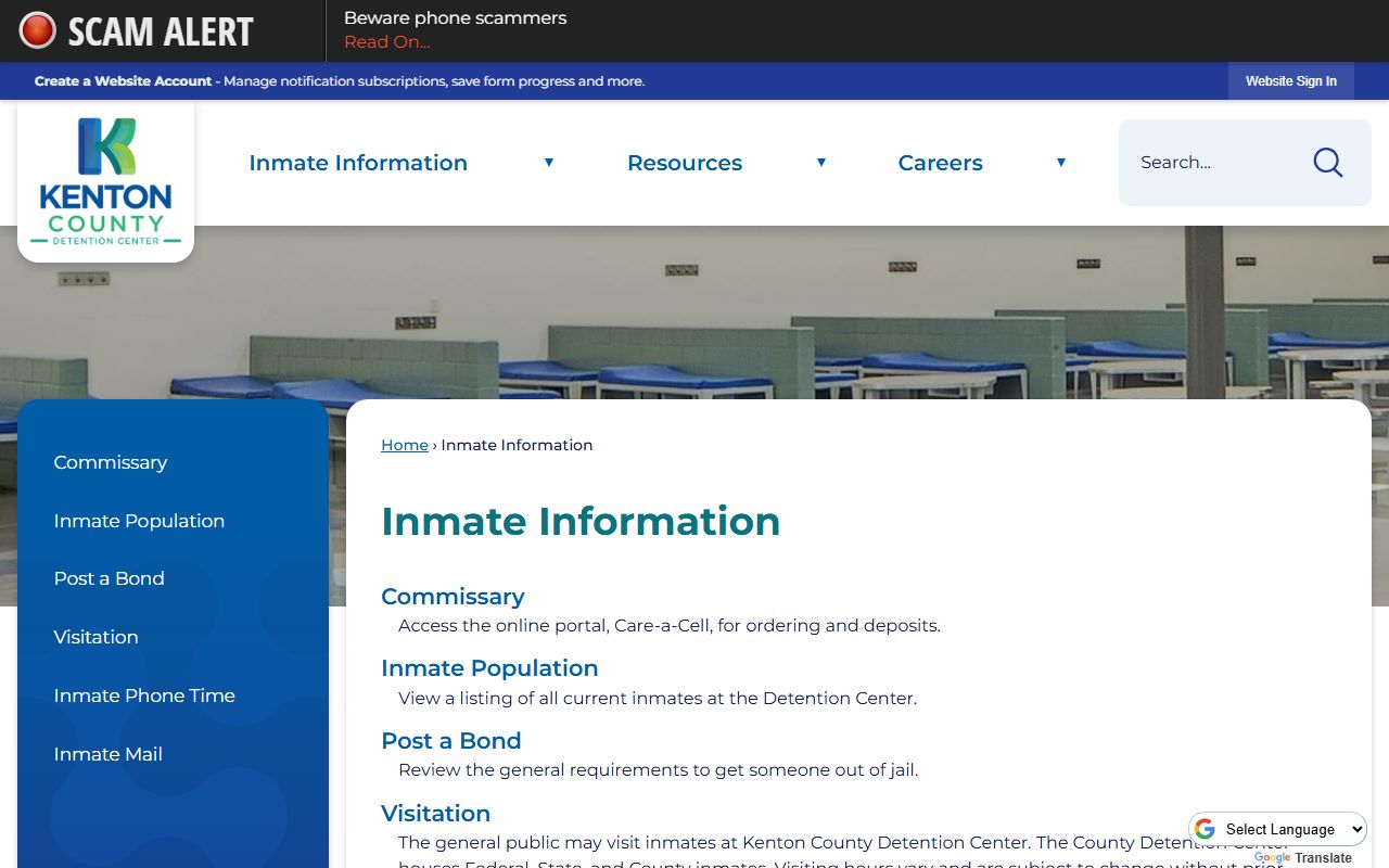 Kenton County inmate information page